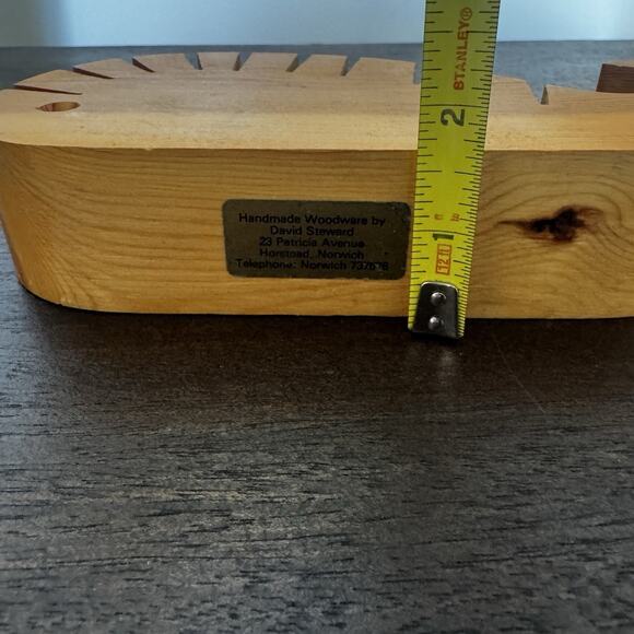 MCM Wooden Whale Letter Napkin Holder Solid Wood Handmade Carved in England VTG - Picture 12 of 14